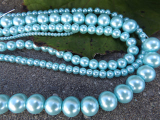 Glass Pearls * Pale Soft Blue (See drop down for available sizes) - Mhai O' Mhai Beads
