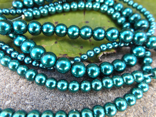 Glass Pearls * Teal (See drop down for available sizes) - Mhai O' Mhai Beads
