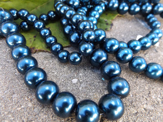 Glass Pearls * Dark Navy Blue (See drop down for available sizes) - Mhai O' Mhai Beads
 - 1