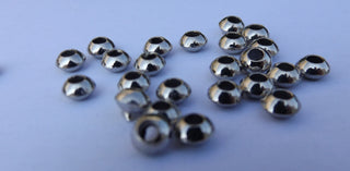 Beads- (Metal) Silvertone Rounded Disc 3x5mm.  Packed 25 - Mhai O' Mhai Beads
 - 2