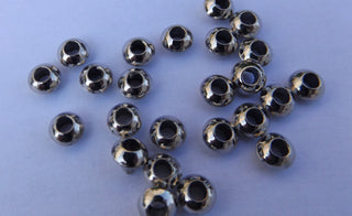 Beads- (Metal) Silvertone Rounded Disc 3x5mm.  Packed 25 - Mhai O' Mhai Beads
 - 3