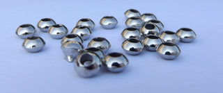 Beads- (Metal) Silvertone Rounded Disc 3x5mm.  Packed 25 - Mhai O' Mhai Beads
 - 1