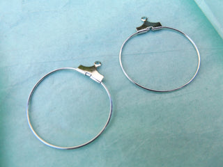 Brass Earring Hoop Components (25mm Diam)  Silvertone - Mhai O' Mhai Beads
