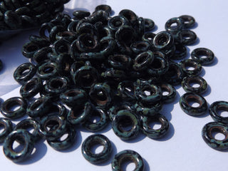 Czech Glass Donuts *BLACK CAMO (9 mm Size  Hole 4mm) - Mhai O' Mhai Beads
 - 3