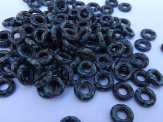 Czech Glass Donuts *BLACK CAMO (9 mm Size  Hole 4mm) - Mhai O' Mhai Beads
 - 4
