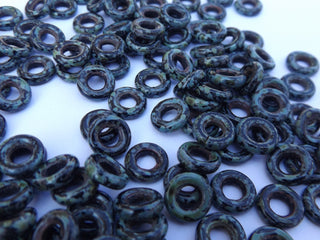 Czech Glass Donuts *BLACK CAMO (9 mm Size  Hole 4mm) - Mhai O' Mhai Beads
 - 2