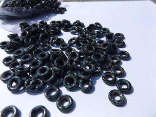 Czech Glass Donuts *BLACK CAMO (9 mm Size  Hole 4mm) - Mhai O' Mhai Beads
 - 6