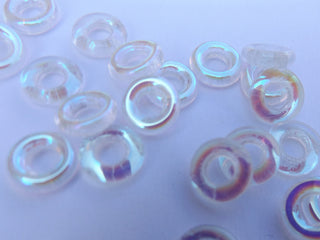 Czech Glass Donuts *Crystal AB (9 mm Size  Hole 4mm) - Mhai O' Mhai Beads
 - 2