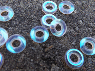 Czech Glass Donuts *Crystal AB (9 mm Size  Hole 4mm) - Mhai O' Mhai Beads
 - 1