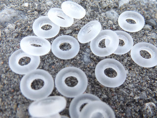 Czech Glass Donuts *Clear Matt (9 mm Size  Hole 4mm) - Mhai O' Mhai Beads
 - 1