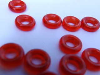 Czech Glass Donuts *Red (9 mm Size  Hole 4mm) - Mhai O' Mhai Beads
 - 2