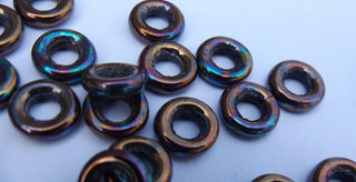 Czech Glass Donuts *Bronze Iris  (9 mm Size  Hole 4mm) - Mhai O' Mhai Beads
 - 3