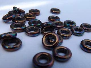 Czech Glass Donuts *Bronze Iris  (9 mm Size  Hole 4mm) - Mhai O' Mhai Beads
 - 2