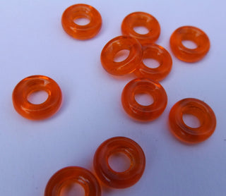 Czech Glass Donuts *Orange (9 mm Size  Hole 4mm) - Mhai O' Mhai Beads
 - 2