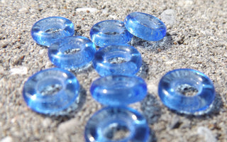 Czech Glass Donuts *Sapphire (9 mm Size  Hole 4mm) - Mhai O' Mhai Beads
 - 2