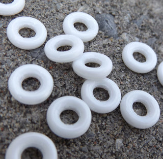 Czech Glass Donuts *White  (9 mm Size  Hole 4mm) - Mhai O' Mhai Beads
 - 2