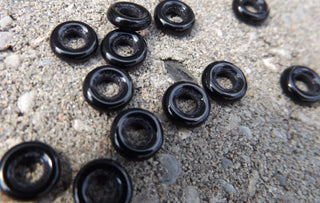 Czech Glass Donuts *Black (9 mm Size  Hole 4mm) - Mhai O' Mhai Beads
 - 1
