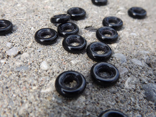 Czech Glass Donuts *Black (9 mm Size  Hole 4mm) - Mhai O' Mhai Beads
 - 2