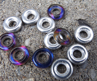 Czech Glass Donuts *Silver Iris (9 mm Size  Hole 4mm) - Mhai O' Mhai Beads
 - 1