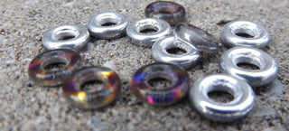 Czech Glass Donuts *Silver Iris (9 mm Size  Hole 4mm) - Mhai O' Mhai Beads
 - 2