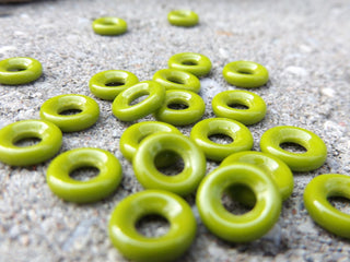 Czech Glass Donuts *Moss Opaque (9 mm Size  Hole 4mm) - Mhai O' Mhai Beads
 - 1