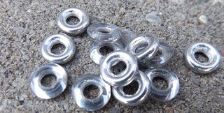 Czech Glass Donuts *Silver Clear (9 mm Size  Hole 4mm) - Mhai O' Mhai Beads
 - 2
