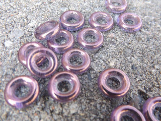 Czech Glass Donuts *Plum Lustre (9 mm Size  Hole 4mm) - Mhai O' Mhai Beads
 - 1