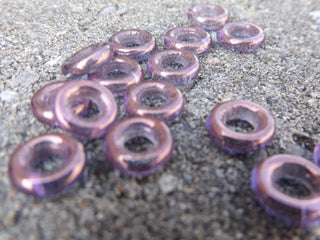 Czech Glass Donuts *Plum Lustre (9 mm Size  Hole 4mm) - Mhai O' Mhai Beads
 - 2