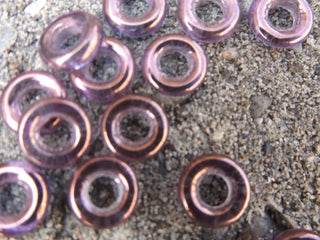 Czech Glass Donuts *Plum Lustre (9 mm Size  Hole 4mm) - Mhai O' Mhai Beads
 - 3
