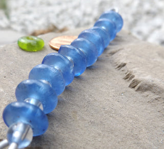 African Recycled Glass (Okata Beads)  * Deep Sky Blue - Mhai O' Mhai Beads
 - 3