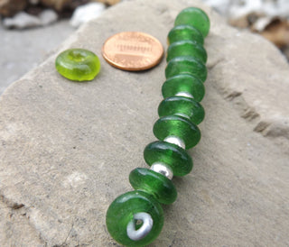 African Recycled Glass (Okata Beads)  * Bright Mid Green - Mhai O' Mhai Beads
 - 1