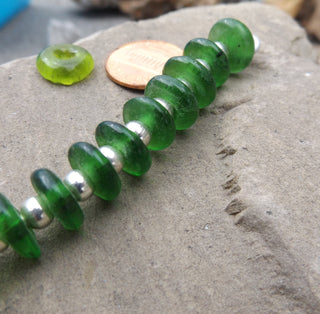 African Recycled Glass (Okata Beads)  * Bright Mid Green - Mhai O' Mhai Beads
 - 2