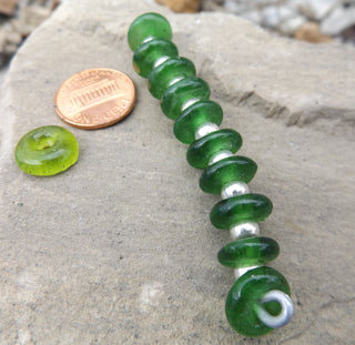 African Recycled Glass (Okata Beads)  * Bright Mid Green - Mhai O' Mhai Beads
 - 3