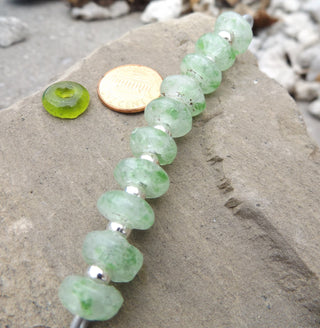 African Recycled Glass (Okata Beads)  * Clear and Green Speckles - Mhai O' Mhai Beads
 - 1