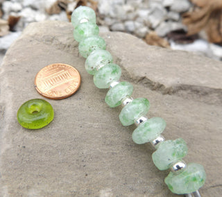 African Recycled Glass (Okata Beads)  * Clear and Green Speckles - Mhai O' Mhai Beads
 - 2