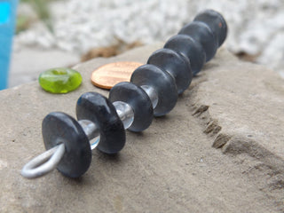 African Recycled Glass (Okata Beads)  * Dark Grey - Mhai O' Mhai Beads
 - 2