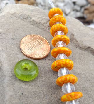 African Recycled Glass (Okata Beads)  * Yellow and Orange - Mhai O' Mhai Beads
 - 1