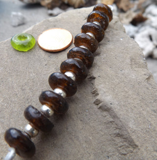African Recycled Glass (Okata Beads)  * Beer Bottle Brown - Mhai O' Mhai Beads
 - 2