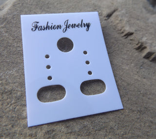 Hanging (Earring) Card.   *Packed 50.  (white Plastic) - Mhai O' Mhai Beads
 - 1