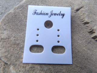 Hanging (Earring) Card.   *Packed 50.  (white Plastic) - Mhai O' Mhai Beads
 - 2