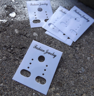 Hanging (Earring) Card.   *Packed 50.  (white Plastic) - Mhai O' Mhai Beads
 - 3