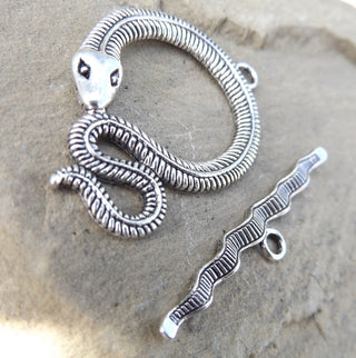 Toggle Clasp *Large Snake  (Sold Individually )  50mm x 36mm x 3mm Toggle.  Bar 51x 10 x 3mm. - Mhai O' Mhai Beads
 - 1