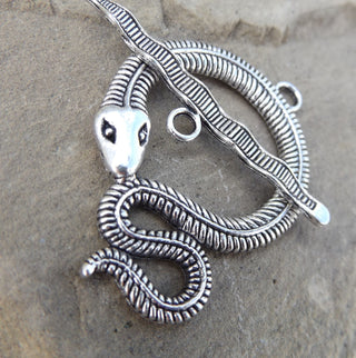 Toggle Clasp *Large Snake  (Sold Individually )  50mm x 36mm x 3mm Toggle.  Bar 51x 10 x 3mm. - Mhai O' Mhai Beads
 - 2