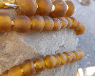 African Recycled Glass Round Beads (Bodum) (Deep Golden Yellow/Brown) See Drop Down for Size Options - Mhai O' Mhai Beads
 - 1
