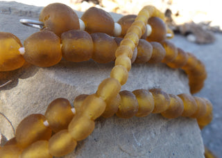 African Recycled Glass Round Beads (Bodum) (Deep Golden Yellow/Brown) See Drop Down for Size Options - Mhai O' Mhai Beads
 - 2