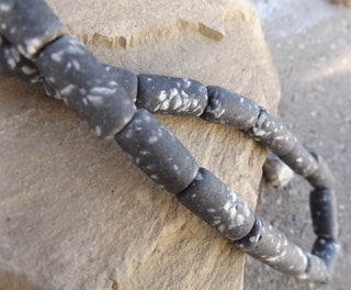 Sand Cast African Recycled Glass   (Grey with White Specs) * 3 Beads - Mhai O' Mhai Beads
 - 1