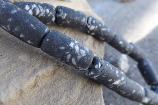 Sand Cast African Recycled Glass   (Grey with White Specs) * 3 Beads - Mhai O' Mhai Beads
 - 2