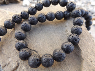 Lava (Black Rounds) *16 inch strand.  See drop down for size options - Mhai O' Mhai Beads
 - 1