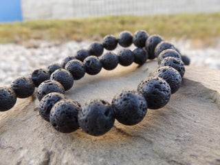 Lava (Black Rounds) *16 inch strand.  See drop down for size options - Mhai O' Mhai Beads
 - 2