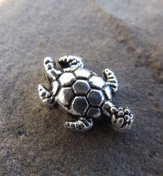 Bead  *Turtle/Tortoise, Nickel Free & Lead Free, Antique Silver, 12.5x9x4mm, Hole: 1mm (PACKED 10 or BULK) - Mhai O' Mhai Beads
 - 1
